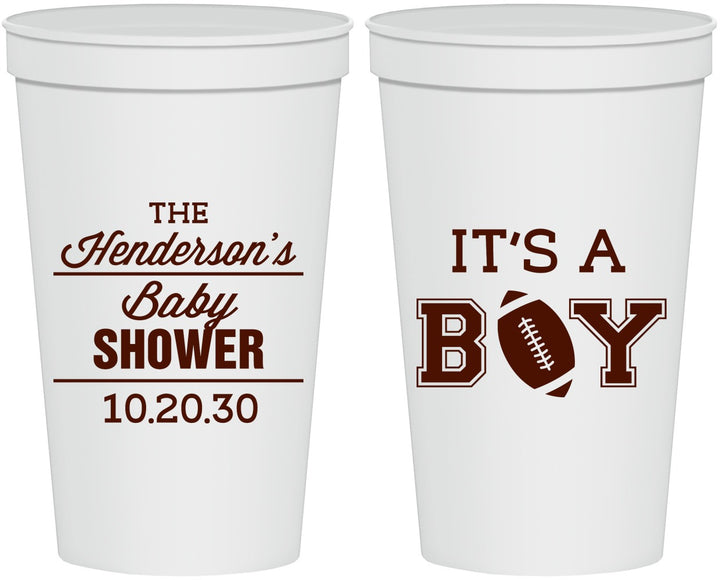 Personalized Baby Shower 22 oz Stadium Cups - Football | 90142
