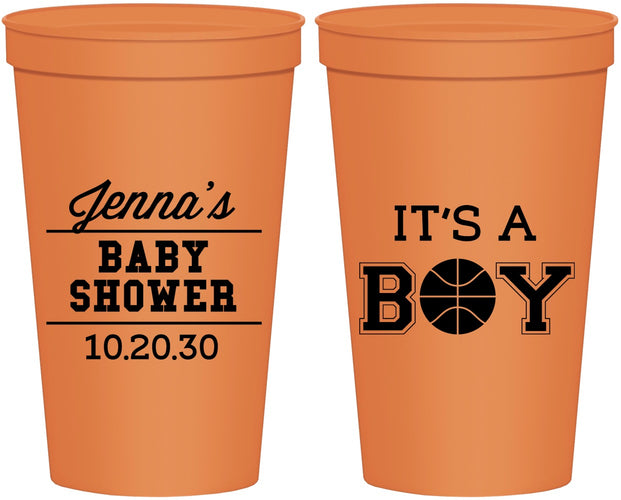 Personalized Baby Shower 22 oz Stadium Cups - Basketball Its A Boy | 90144