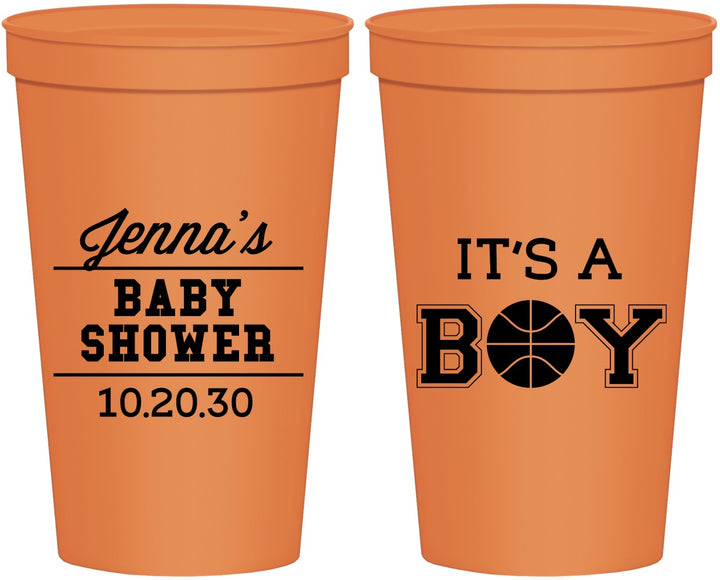Personalized Baby Shower 22 oz Stadium Cups - Basketball Its A Boy | 90144