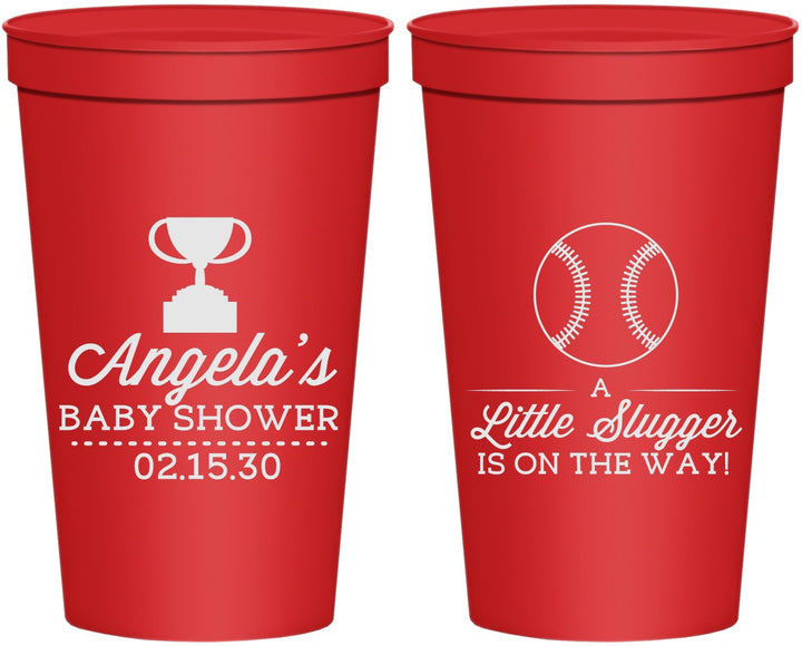 Personalized Baby Shower 22 oz Stadium Cups - Baseball Little Slugger | 90145