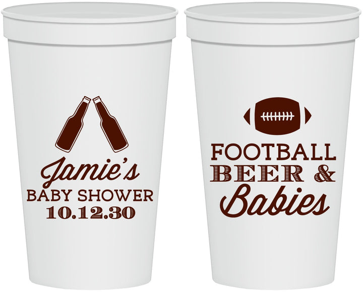 Personalized Baby Shower 22 oz Stadium Cups - Football Beer Babies | 90147