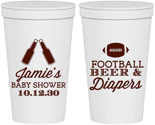 Personalized Baby Shower 22 oz Stadium Cups - Football Beer Diapers | 90148