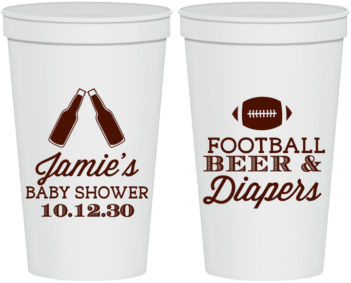 Personalized Baby Shower 22 oz Stadium Cups - Football Beer Diapers | 90148