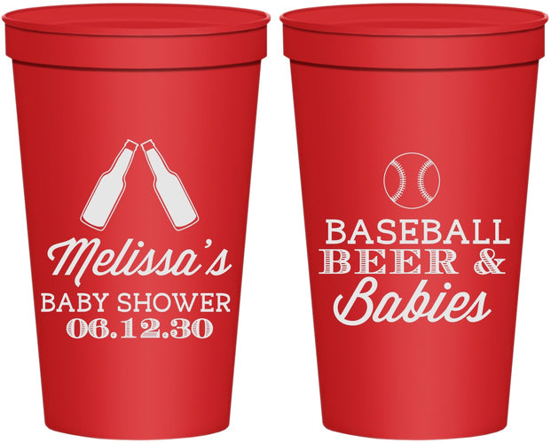 Personalized Baby Shower 22 oz Stadium Cups - Baseball Beer Diapers | 90149