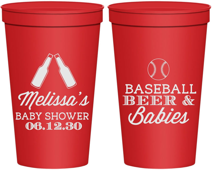 Personalized Baby Shower 22 oz Stadium Cups - Baseball Beer Diapers | 90149