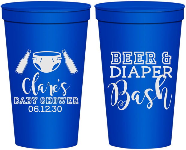 Personalized Baby Shower 22 oz Stadium Cups - Beer Diapers Bash | 90151