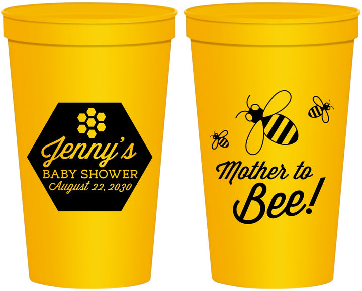 Personalized Baby Shower 22 oz Stadium Cups - Mother To Bee | 90153