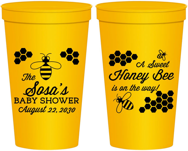 Personalized Baby Shower 22 oz Stadium Cups - Honey Bee | 90154