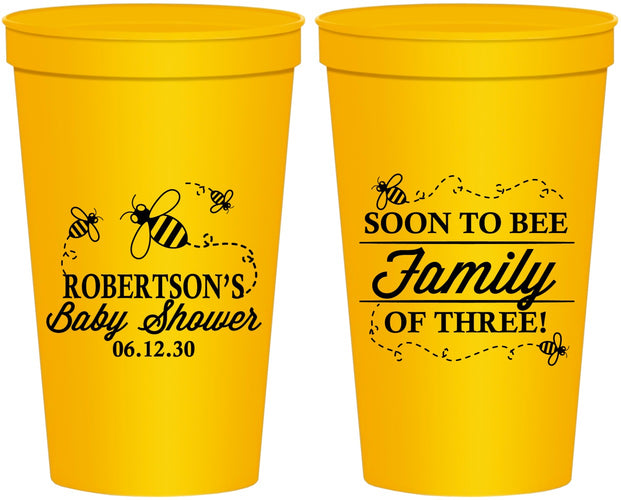 Personalized Baby Shower 22 oz Stadium Cups - Bee Family | 90155