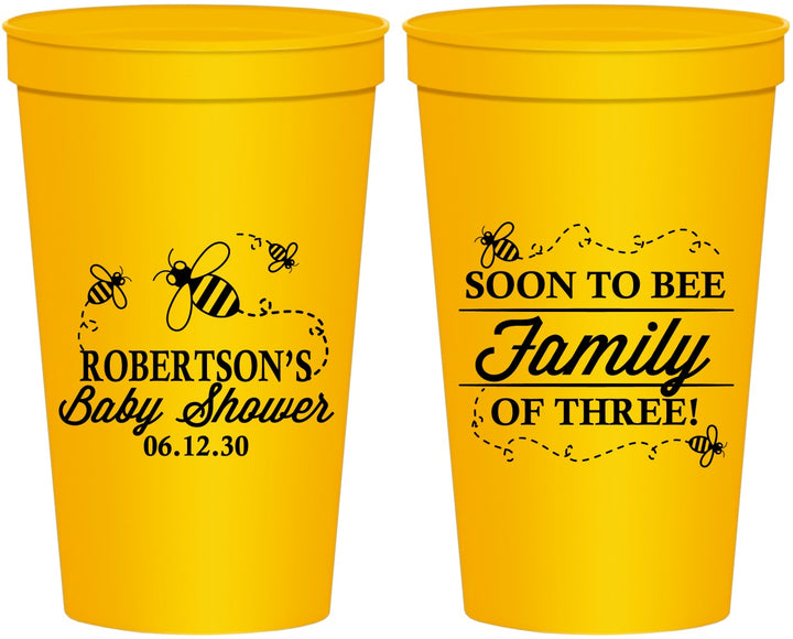 Personalized Baby Shower 22 oz Stadium Cups - Bee Family | 90155