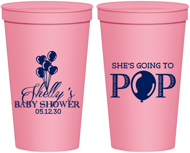 Personalized Baby Shower 22 oz Stadium Cups - Shes Going To Pop | 90157