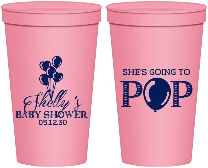 Personalized Baby Shower 22 oz Stadium Cups - Shes Going To Pop | 90157