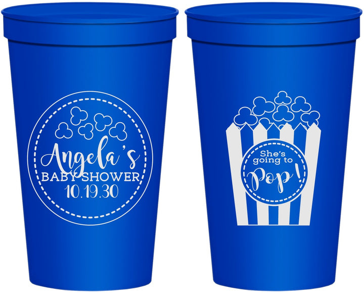 Personalized Baby Shower 22 oz Stadium Cups - Shes Going To Pop | 90159
