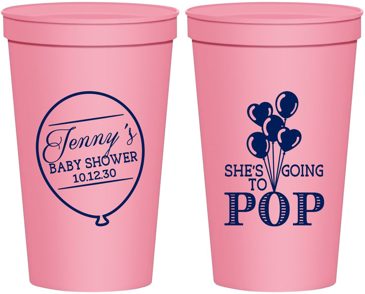 Personalized Baby Shower 22 oz Stadium Cups - Shes Going To Pop | 90160