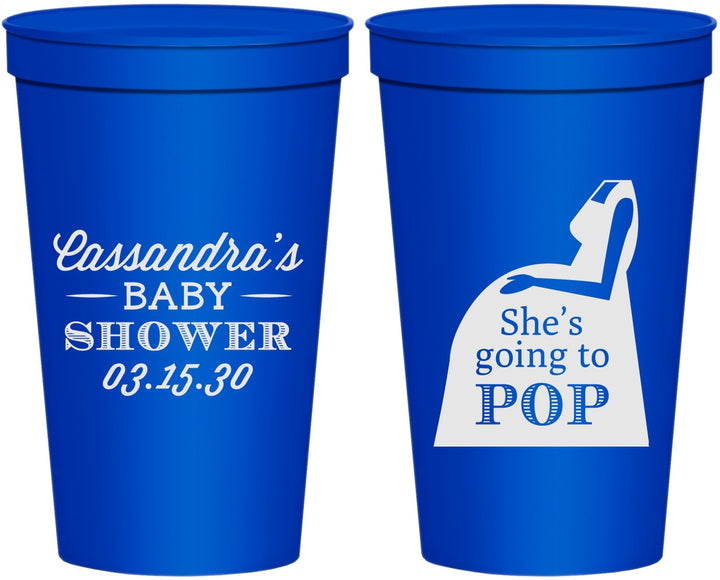 Personalized Baby Shower 22 oz Stadium Cups - Shes Going To Pop | 90161
