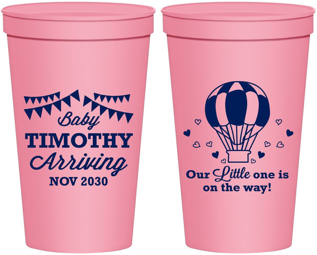 Personalized Baby Shower 22 oz Stadium Cups - Hot Air Balloon | 90162