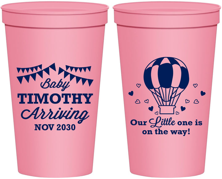 Personalized Baby Shower 22 oz Stadium Cups - Hot Air Balloon | 90162