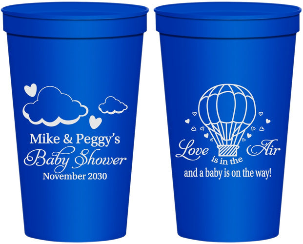 Personalized Baby Shower 22 oz Stadium Cups - Love Is In The Air | 90163