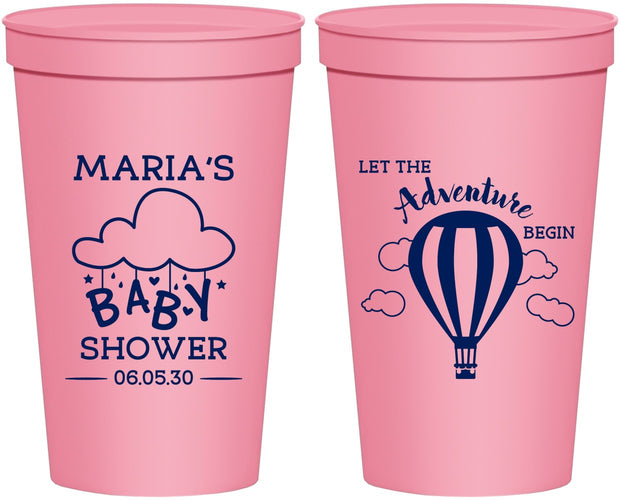 Personalized Baby Shower 22 oz Stadium Cups - Hot Air Balloon | 90164