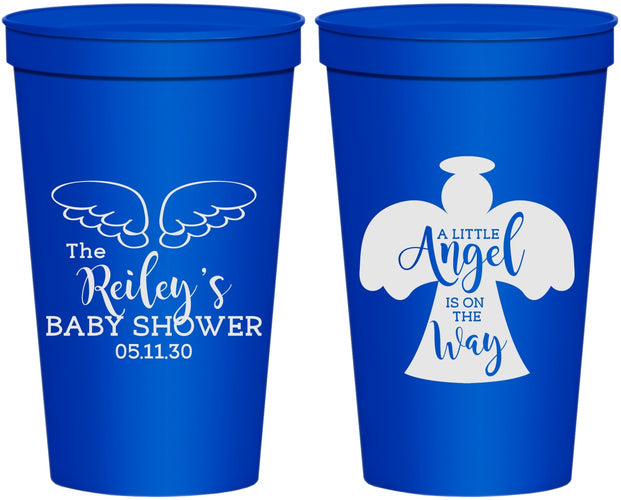 Personalized Baby Shower 22 oz Stadium Cups - Angel On The Way | 90165