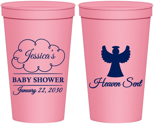 Personalized Baby Shower 22 oz Stadium Cups - Heaven Sent | 90166