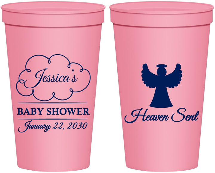 Personalized Baby Shower 22 oz Stadium Cups - Heaven Sent | 90166