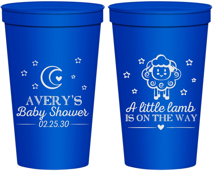 Personalized Baby Shower 22 oz Stadium Cups - Little Lamb On The Way | 90167