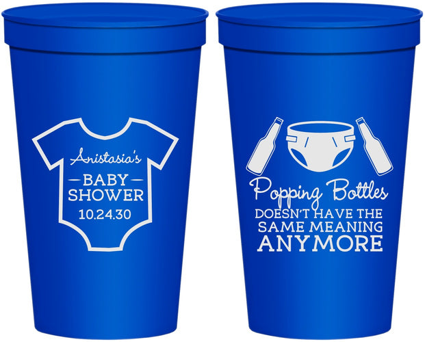 Personalized Baby Shower 22 oz Stadium Cups - Popping Bottles | 90169