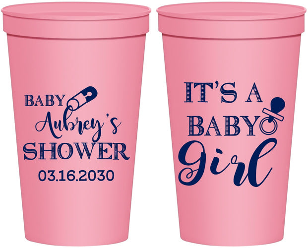 Personalized Baby Shower 22 oz Stadium Cups - Baby Girl | 90171