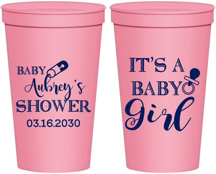Personalized Baby Shower 22 oz Stadium Cups - Baby Girl | 90171