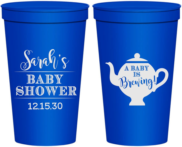 Personalized Baby Shower 22 oz Stadium Cups - Baby Is Brewing | 90172