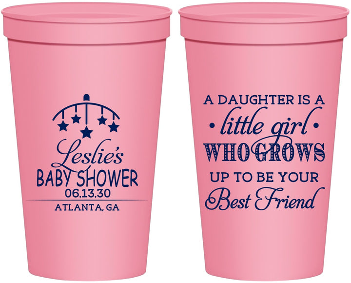 Personalized Baby Shower 22 oz Stadium Cups - Little Girls Best Friend | 90173