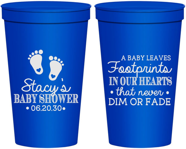 Personalized Baby Shower 22 oz Stadium Cups - Footprints | 90176