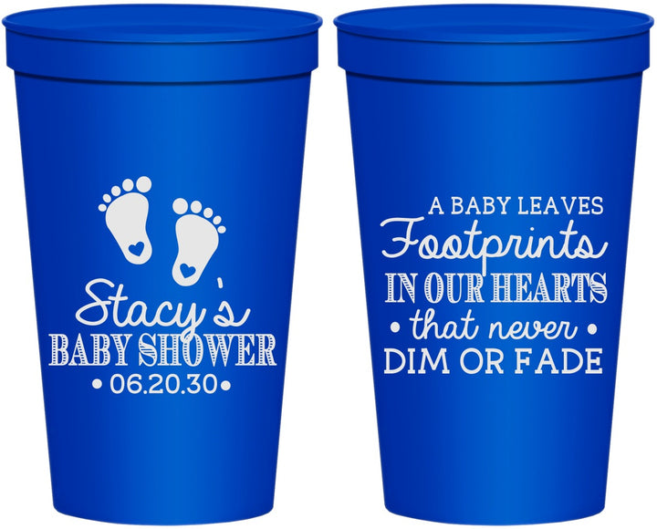 Personalized Baby Shower 22 oz Stadium Cups - Footprints | 90176