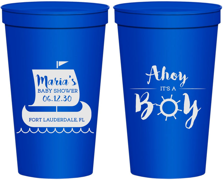 Personalized Baby Shower 22 oz Stadium Cups - Ahoy It’s A Boy | 90177