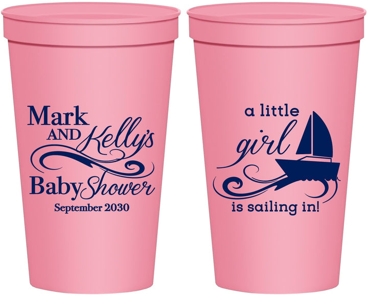 Personalized Baby Shower 22 oz Stadium Cups - Sailboat | 90178