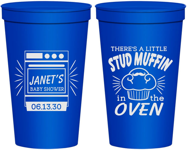 Personalized Baby Shower 22 oz Stadium Cups - Stud Muffin | 90182