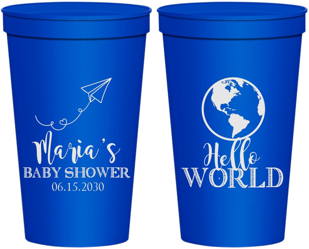 Personalized Baby Shower 22 oz Stadium Cups - Hello World | 90185