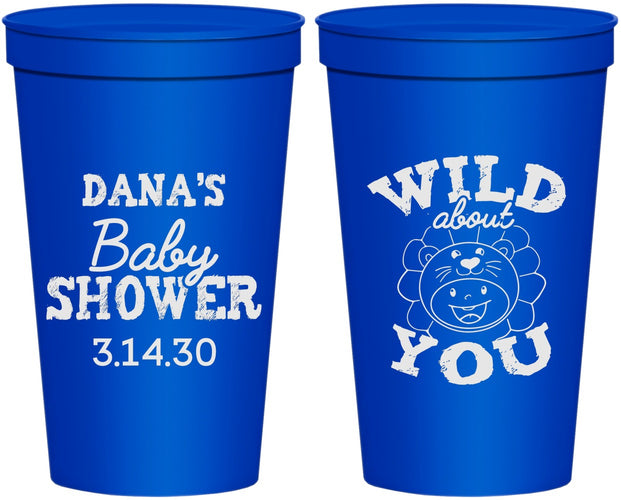 Personalized Baby Shower 22 oz Stadium Cups - Lion Wild About You | 90186
