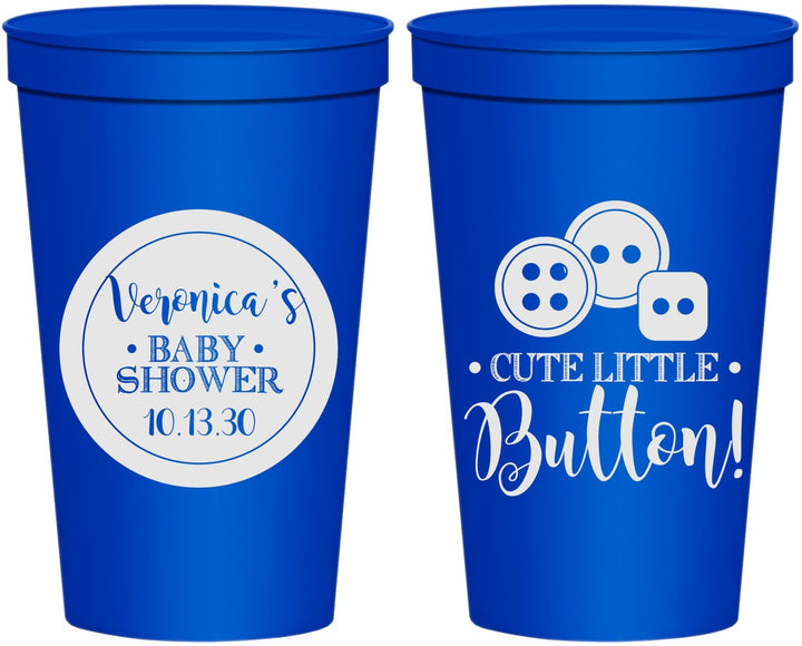 Personalized Baby Shower 22 oz Stadium Cups - Cute Little Button | 90189
