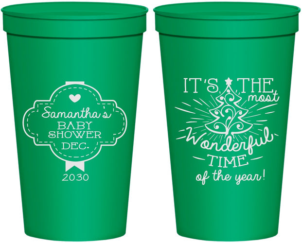 Personalized Baby Shower 22 oz Stadium Cups - Christmas | 90190