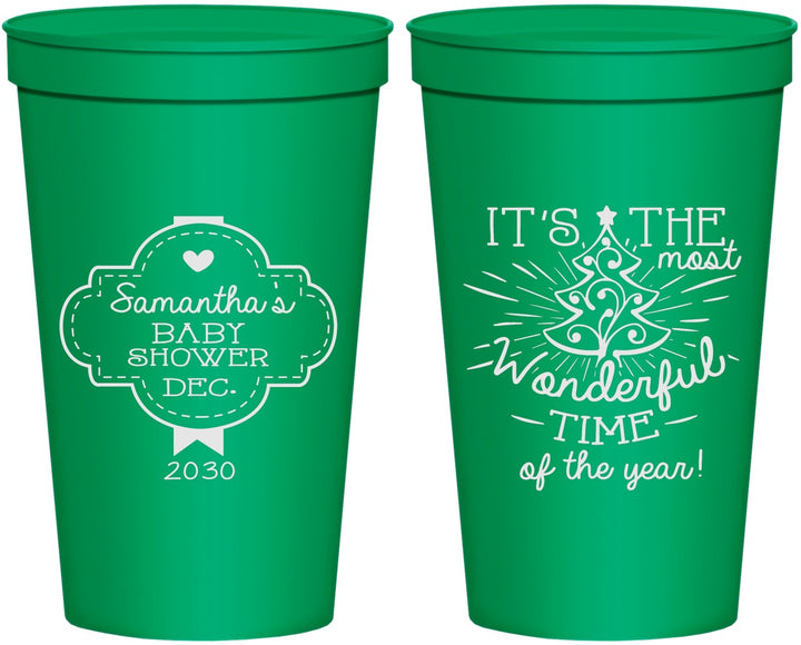 Personalized Baby Shower 22 oz Stadium Cups - Christmas | 90190