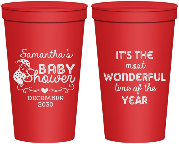 Personalized Baby Shower 22 oz Stadium Cups - Christmas | 90191