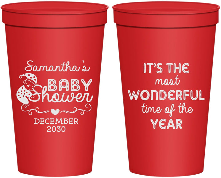 Personalized Baby Shower 22 oz Stadium Cups - Christmas | 90191