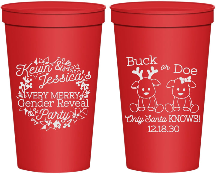 Personalized Baby Shower 22 oz Stadium Cups - Christmas Gender Reveal | 90193