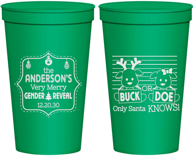 Personalized Baby Shower 22 oz Stadium Cups - Christmas Gender Reveal | 90194