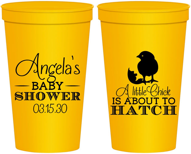 Personalized Baby Shower 22 oz Stadium Cups - Chick About To Hatch | 90199