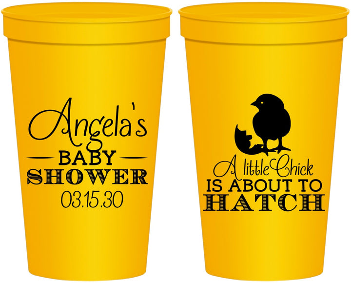 Personalized Baby Shower 22 oz Stadium Cups - Chick About To Hatch | 90199