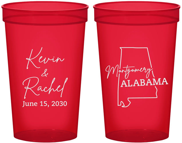 Custom Wedding 22 oz Translucent Cups - Alabama | 100