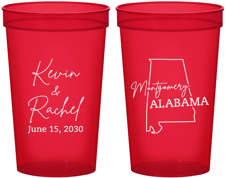 Custom Wedding 22 oz Translucent Cups - Alabama | 100